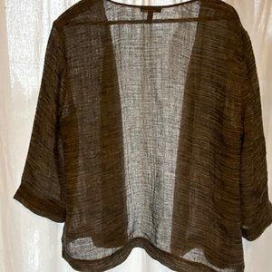 Grey linen cropped cardigan